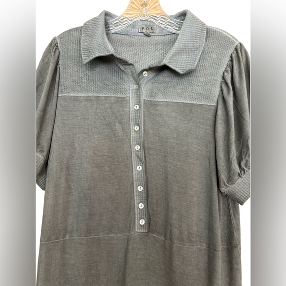 New POL Mystic Grey Preppy Flounce Hem Dress - Picture 9 of 11